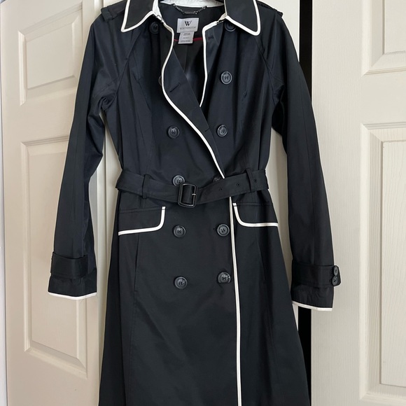 Worthington Jackets & Blazers - Worthington Black Trench Coat with White Accents